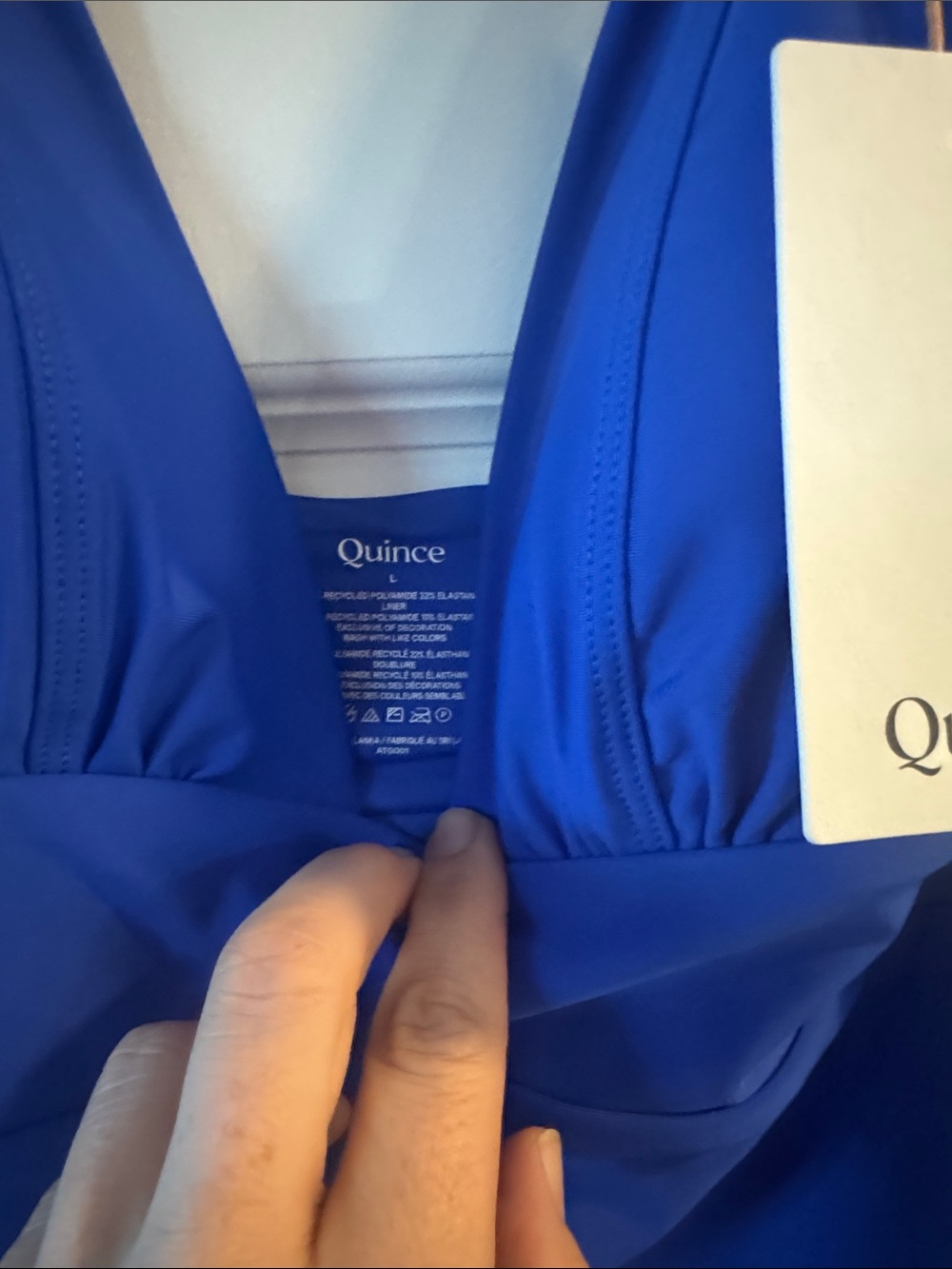 Quince V-Neck One-Piece Swimsuit in Royal Blue - Picture 2 of 6